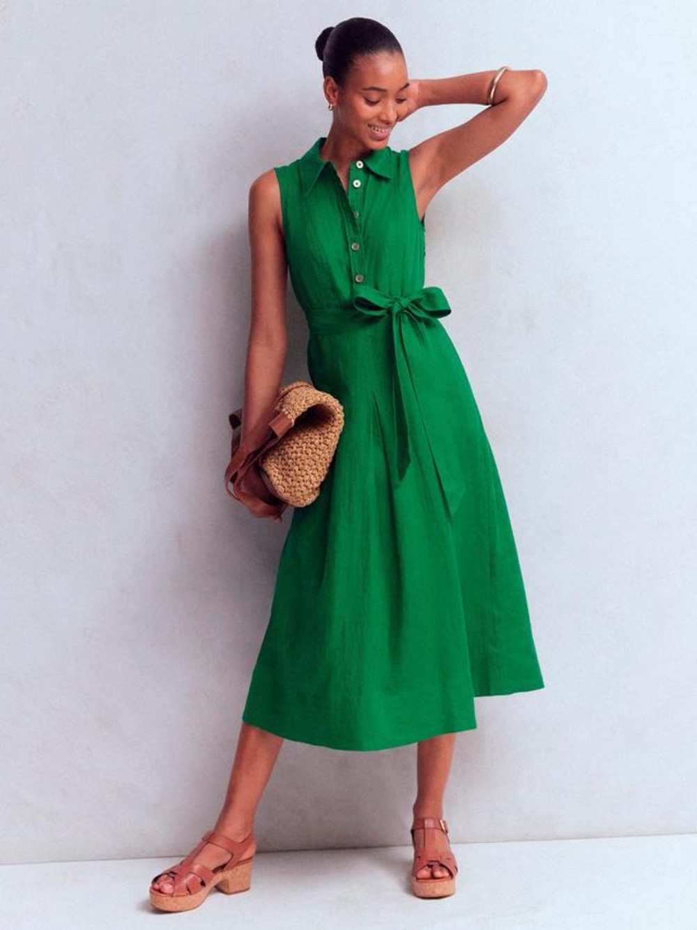 Boden Belinda Linen Shirt Dress in Color Fresh Green Size 6 Regular NWT